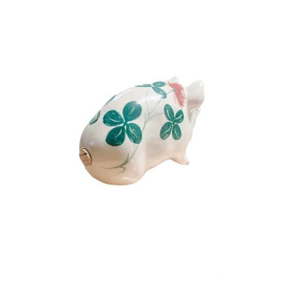 Porcelain Pig Figurine Hand Painted Clover Pottery - Picture 3 of 8